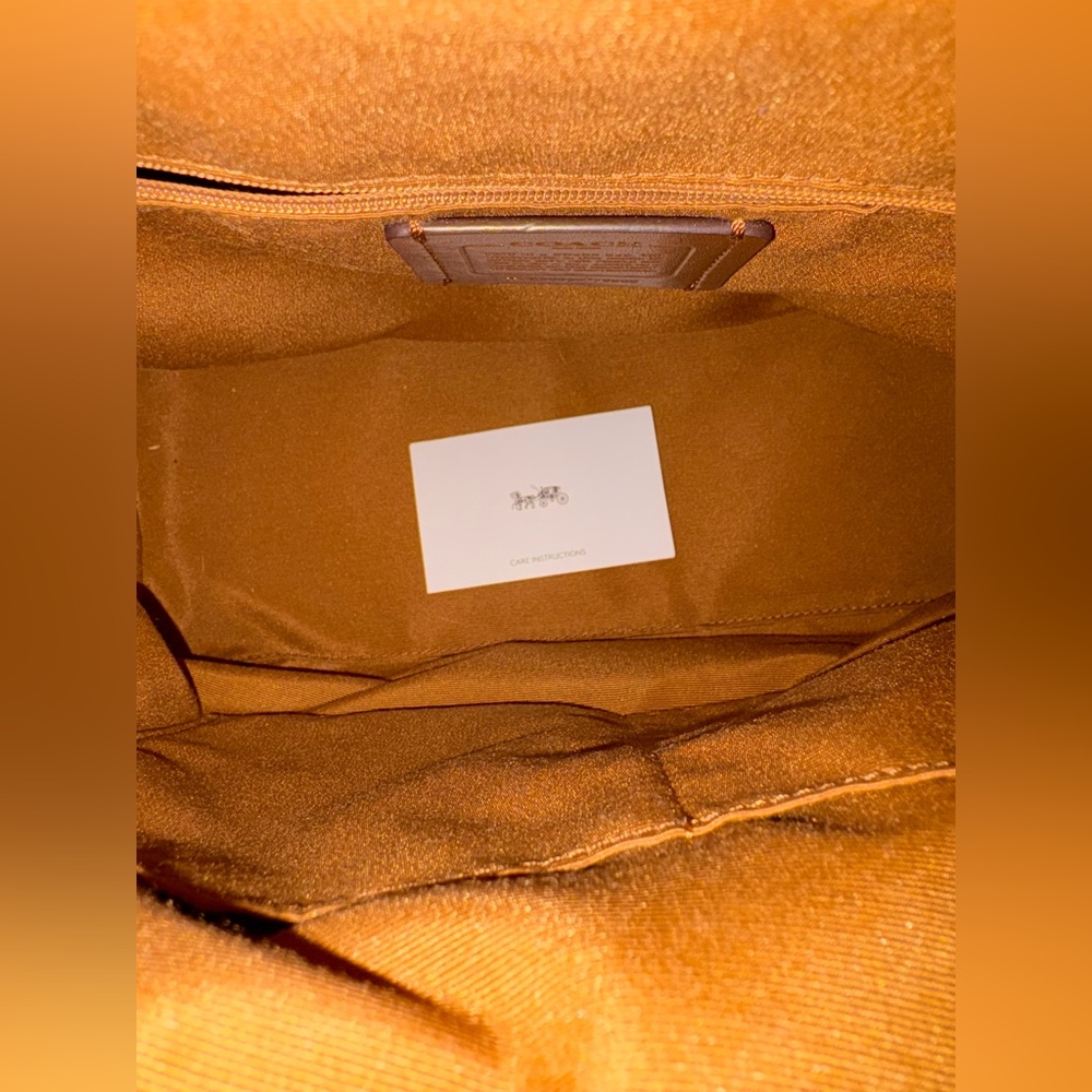 Coach City Zip Pebbled Leather Tote Bag Saddle Brown Gold Hardware - Picture 12 of 13